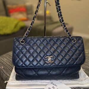 Chanel Calfskin Quilted In the Business Flap Dark Navy Blue
